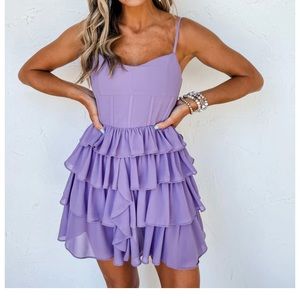 ⭐️ NWT ⭐️ boutique Olivaceous Ruffle Mini Dress-Lilac, size Small {works for XS}